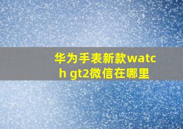 华为手表新款watch gt2微信在哪里